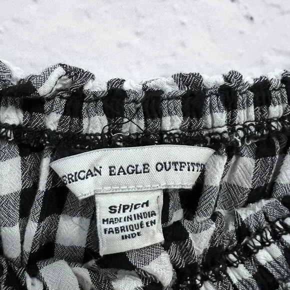 American Eagle Black And White Gingham Cropped Top Women's Size Small - Picture 8 of 10